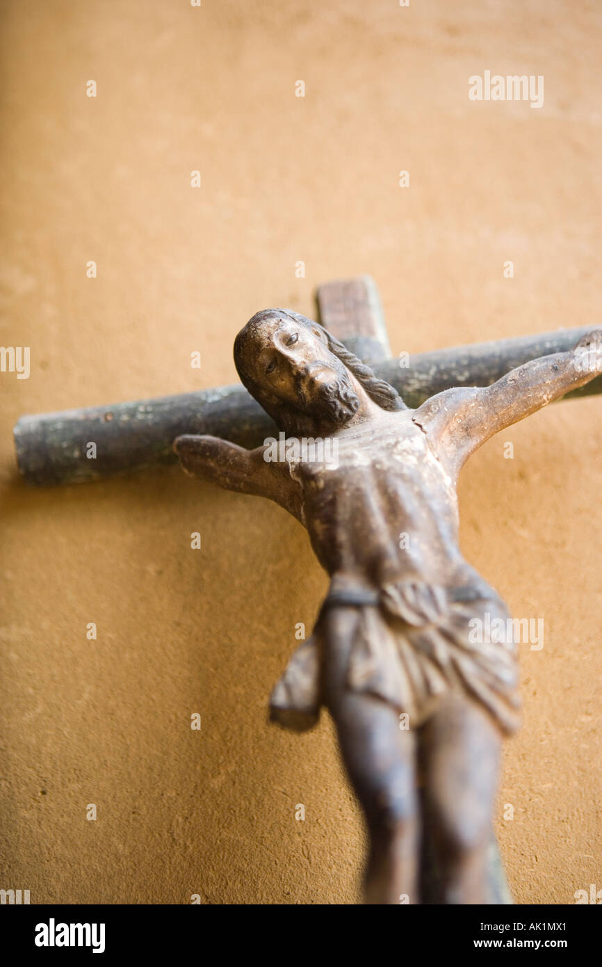 christ on the cross, antique wood statue Stock Photo - Alamy