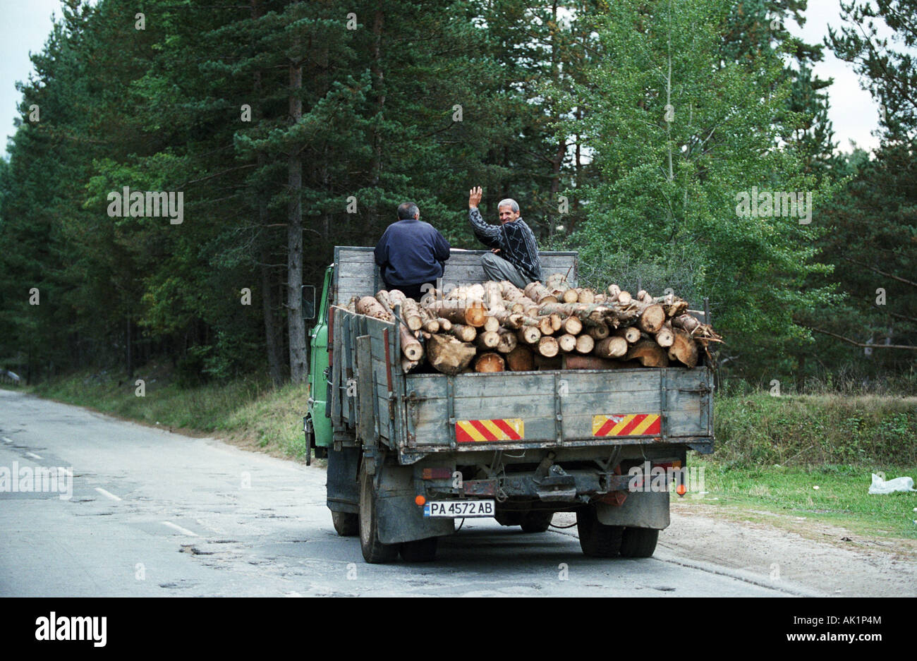 Timber transport in Bulgaria Stock Photo