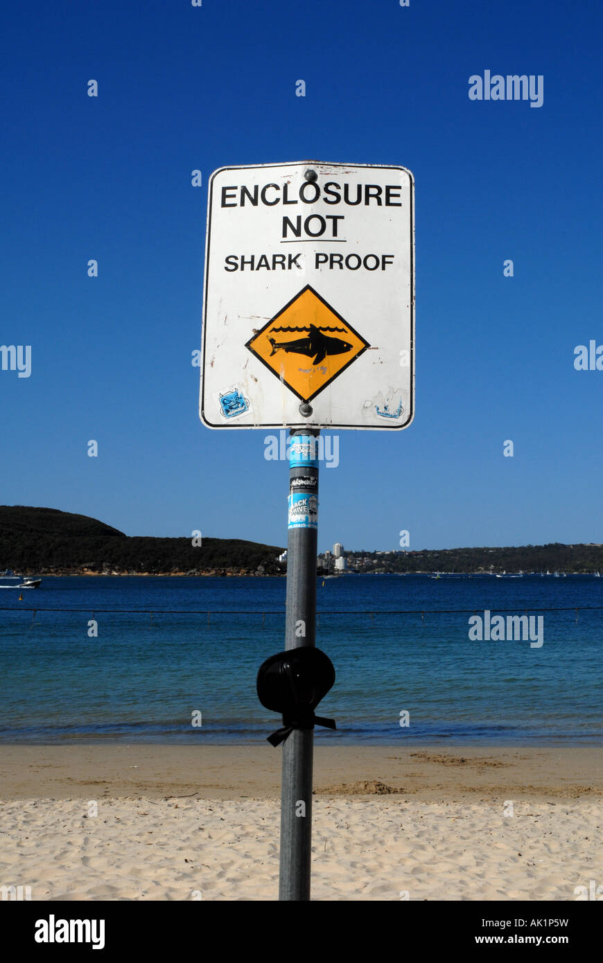 Beach Warning Sign Enclosure Not Shark Proof Stock Photo - Alamy