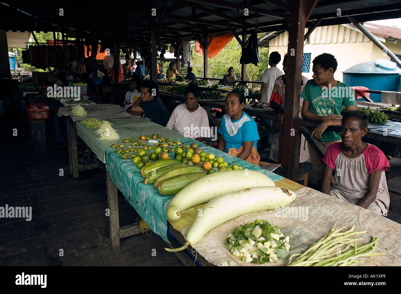 Food market, Agats, Irian Jaya Indonesia. Stock Photo