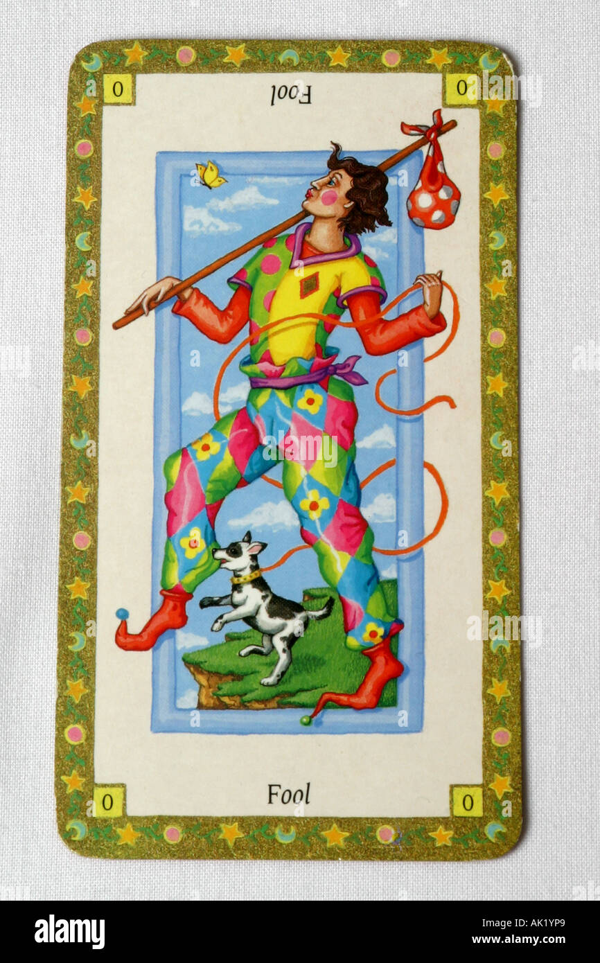 The Fool Tarot card. Stock Photo