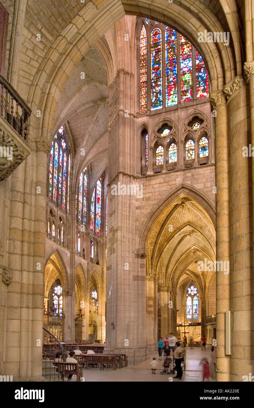 Interior of the Cathedral in Leon, Castilla y Leon, Spain Stock Photo