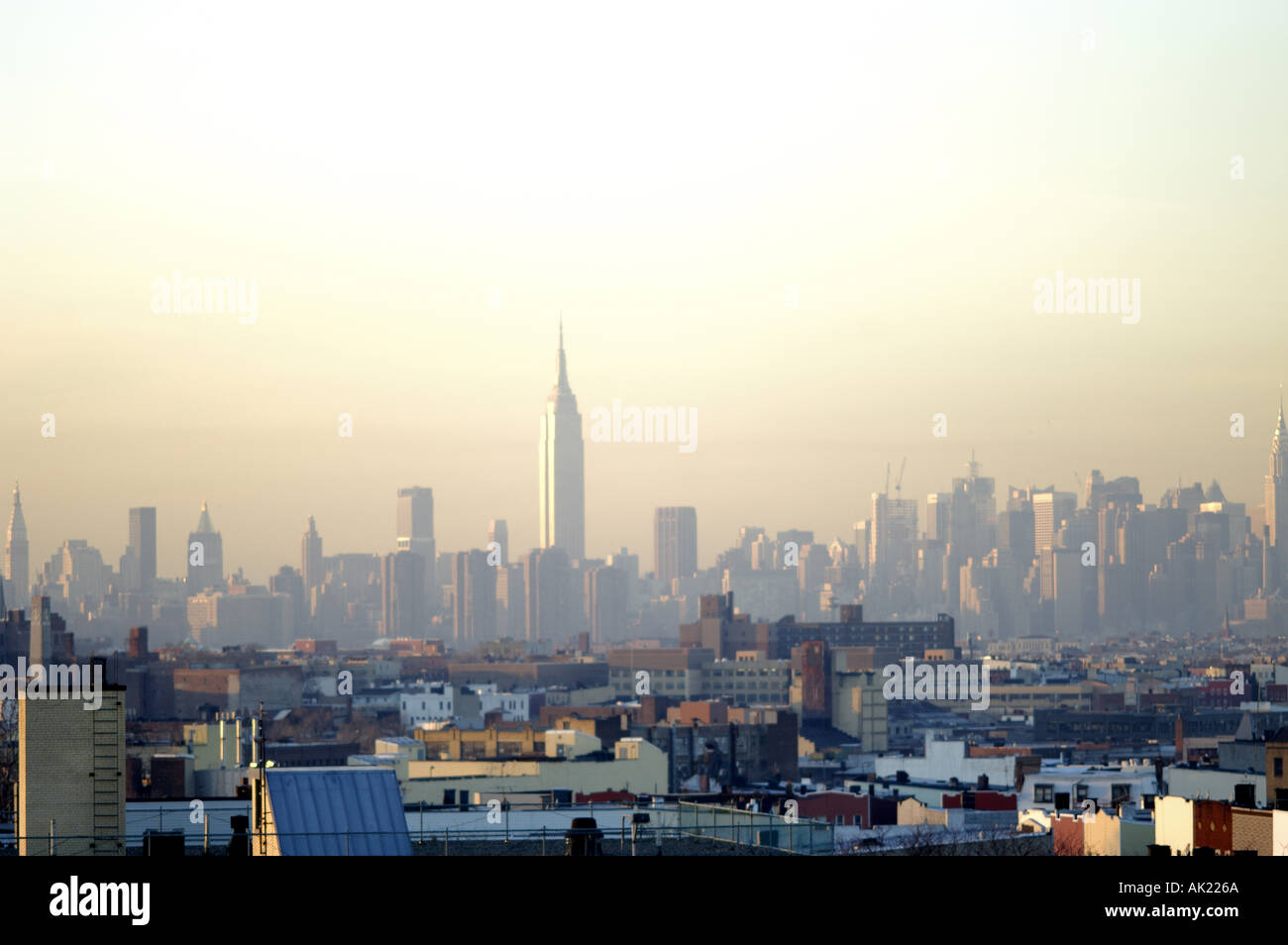 Skyline of Manhattan afternoon from Bushwick Brooklyn New York City USA Stock Photo