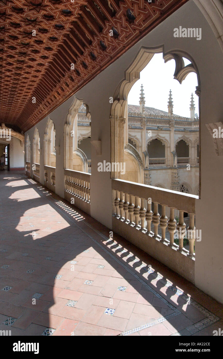 Upper Cloisters in the Monastery of San Juan de los Reyes with Mudejar ceiling, Toledo, Castilla-La-Mancha, Spain Stock Photo