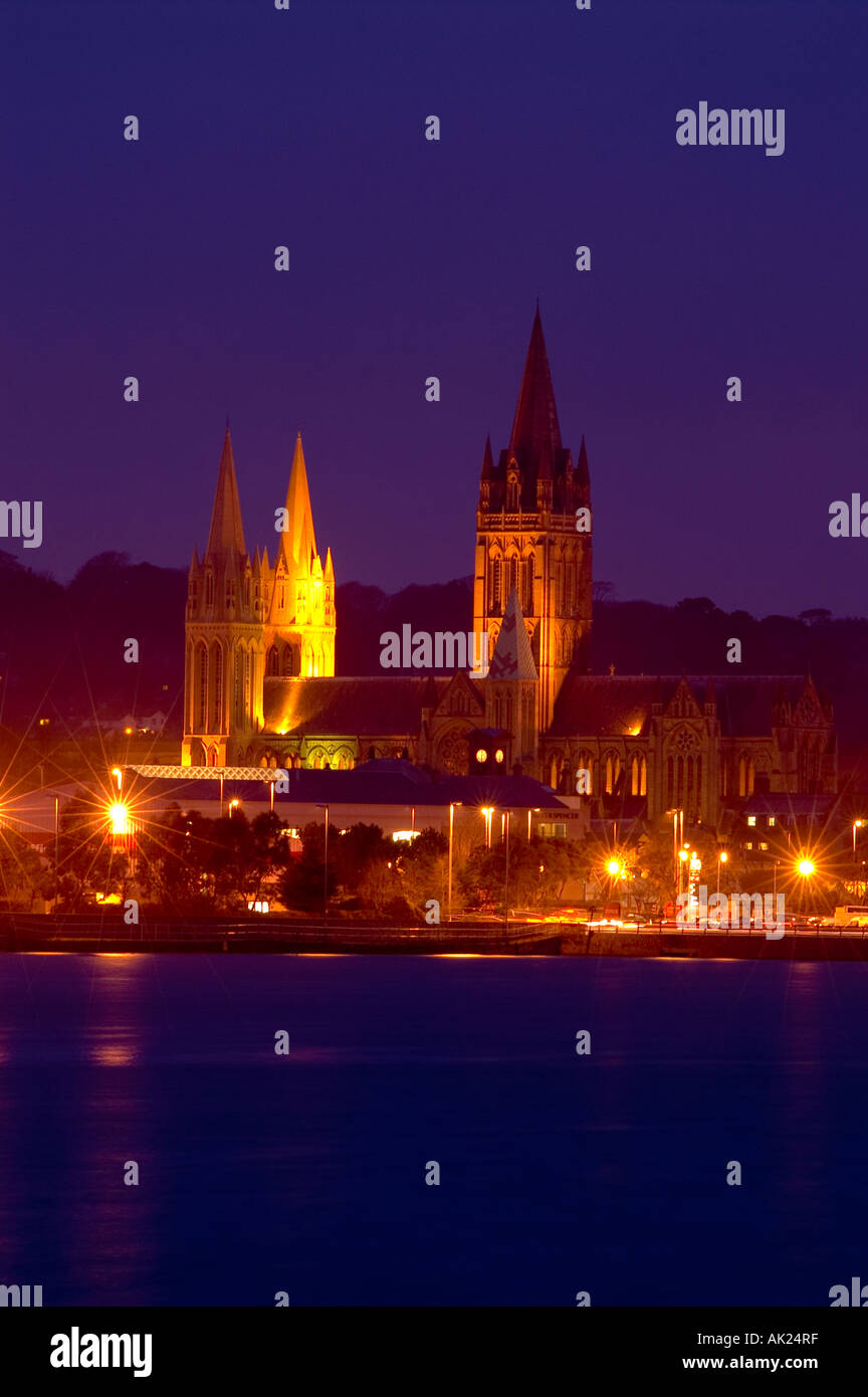 Truro cathedral at dusk cornwall Stock Photo