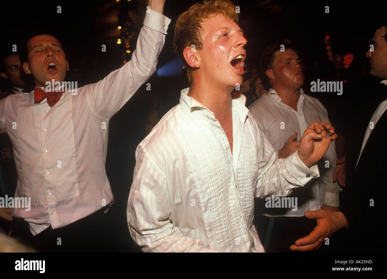 Cirencester Royal Agricultural College annual end of year May Ball, Dancing to a rock band. Gloucestershire England 1990s HOMER SYKES Stock Photo