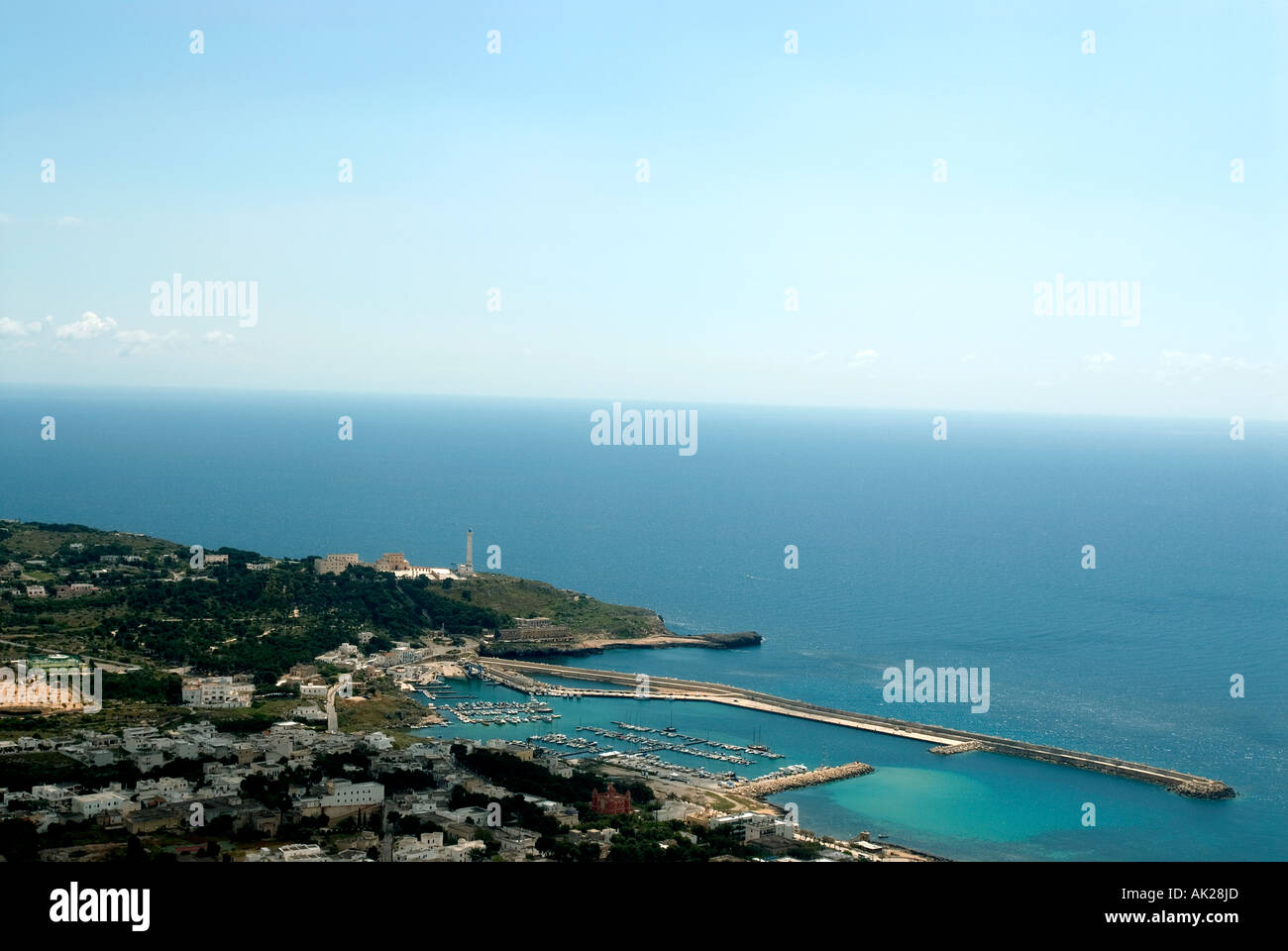 Santa Maria di Leuca Salento Panoramic view of the souther point of Italy Puglia. Stock Photo