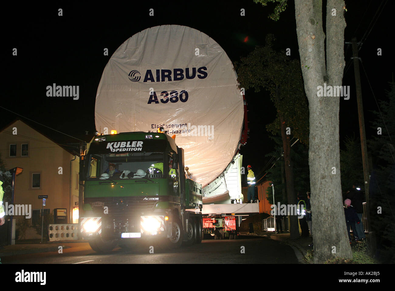 Airbus A-380 transport to Dresden Stock Photo