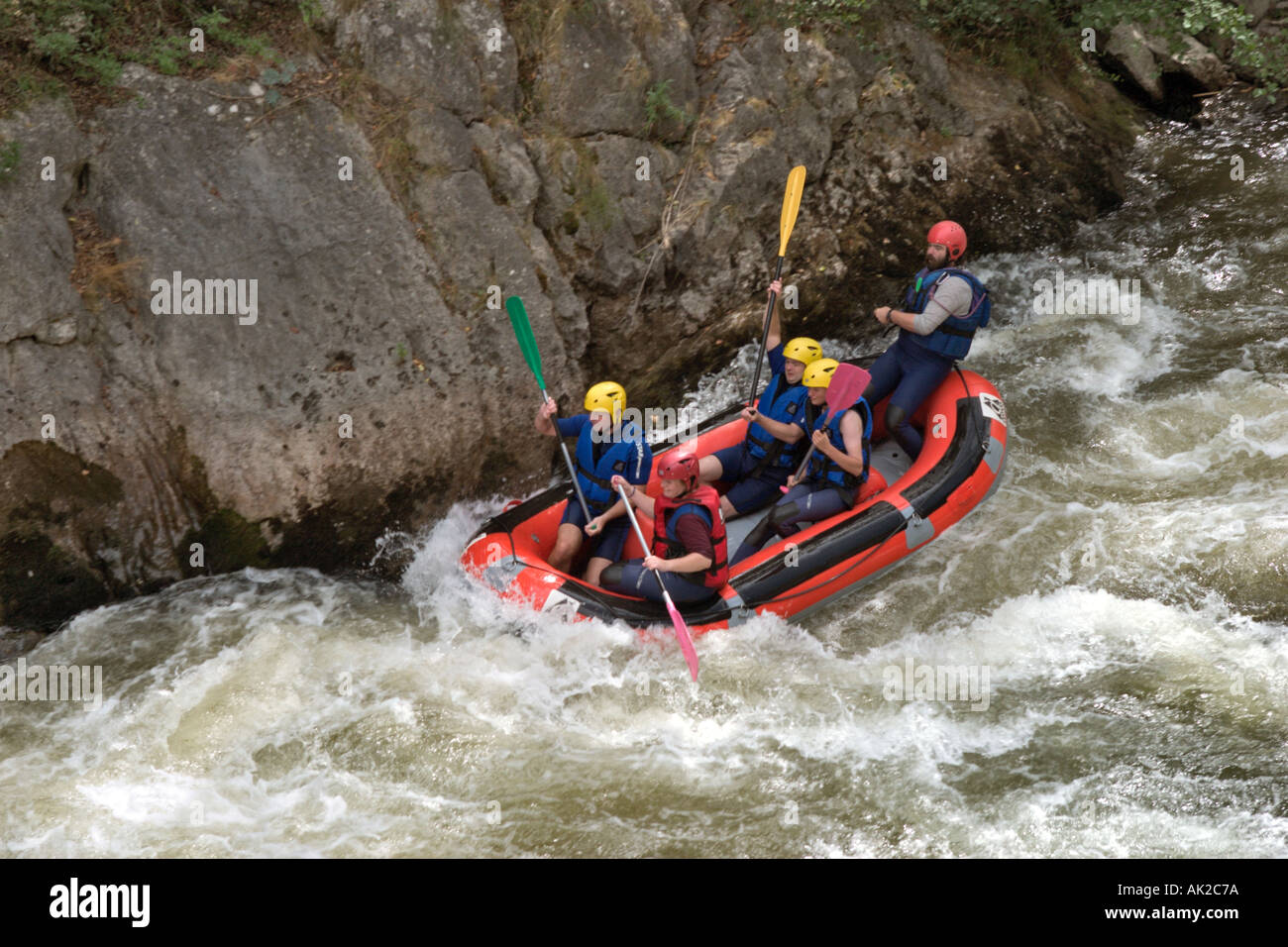 White Water Rafting on the River Aude, Aude, Languedoc, France Stock Photo