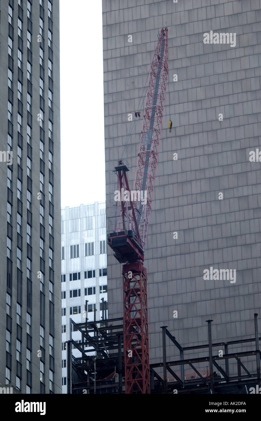 NY highrise high rise high rise building crane partial vertical Stock ...