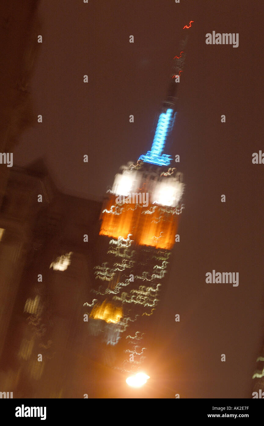 The Empire State Building in New York City seen at night Stock Photo ...
