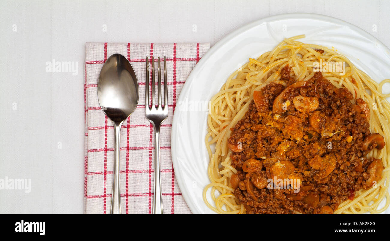 Spaghetti Bolognese Traditional Italian Bolognese Sauce Served on a Bed of Spaghetti Stock Photo