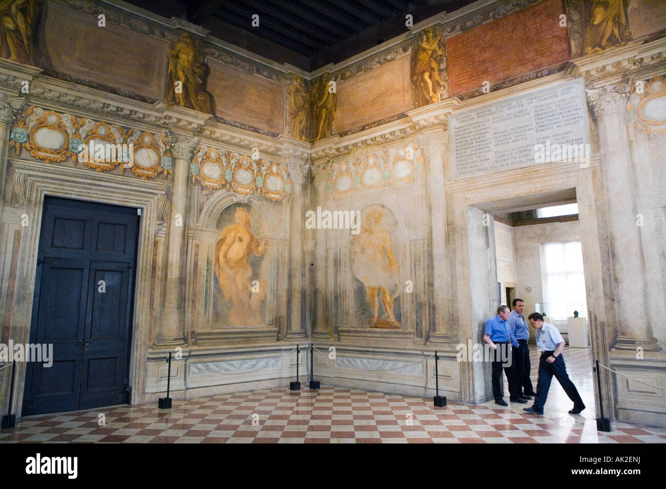 Interior frescoed room of the Teatro Olimpico Vicenza Veneto Italy Stock Photo