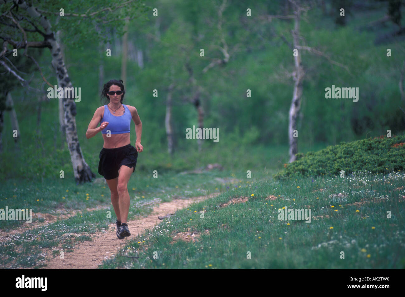 Woman trail running Stock Photo - Alamy