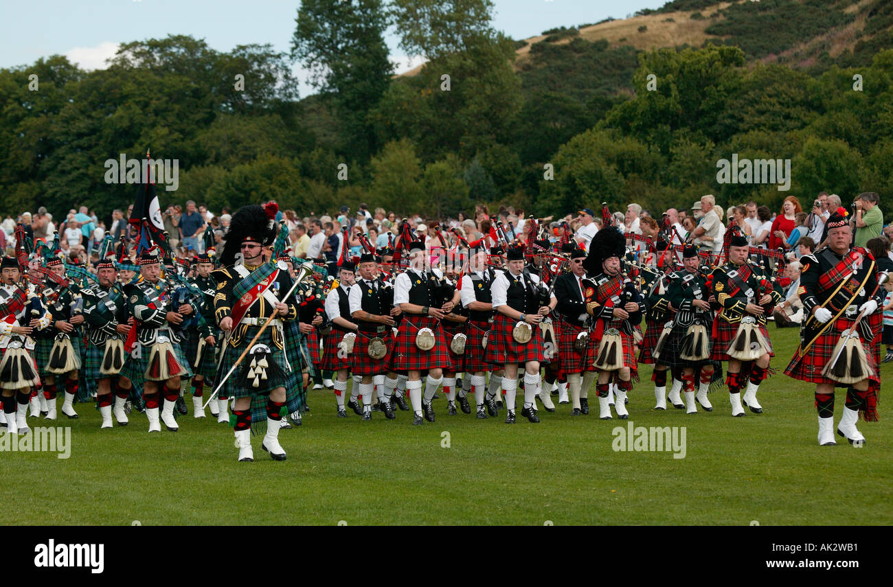 Marching Pipe Band performing during Pipefest 2005, Holyrood Park