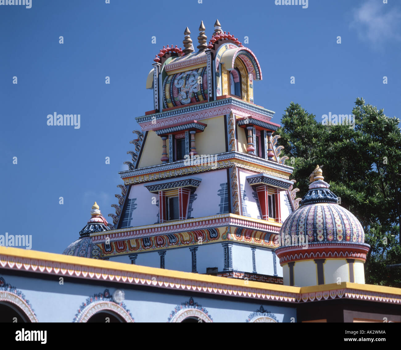 Colourful Indian Hindu Temple, Grand Baie, Riviere Du Rempart, Mauritius Stock Photo