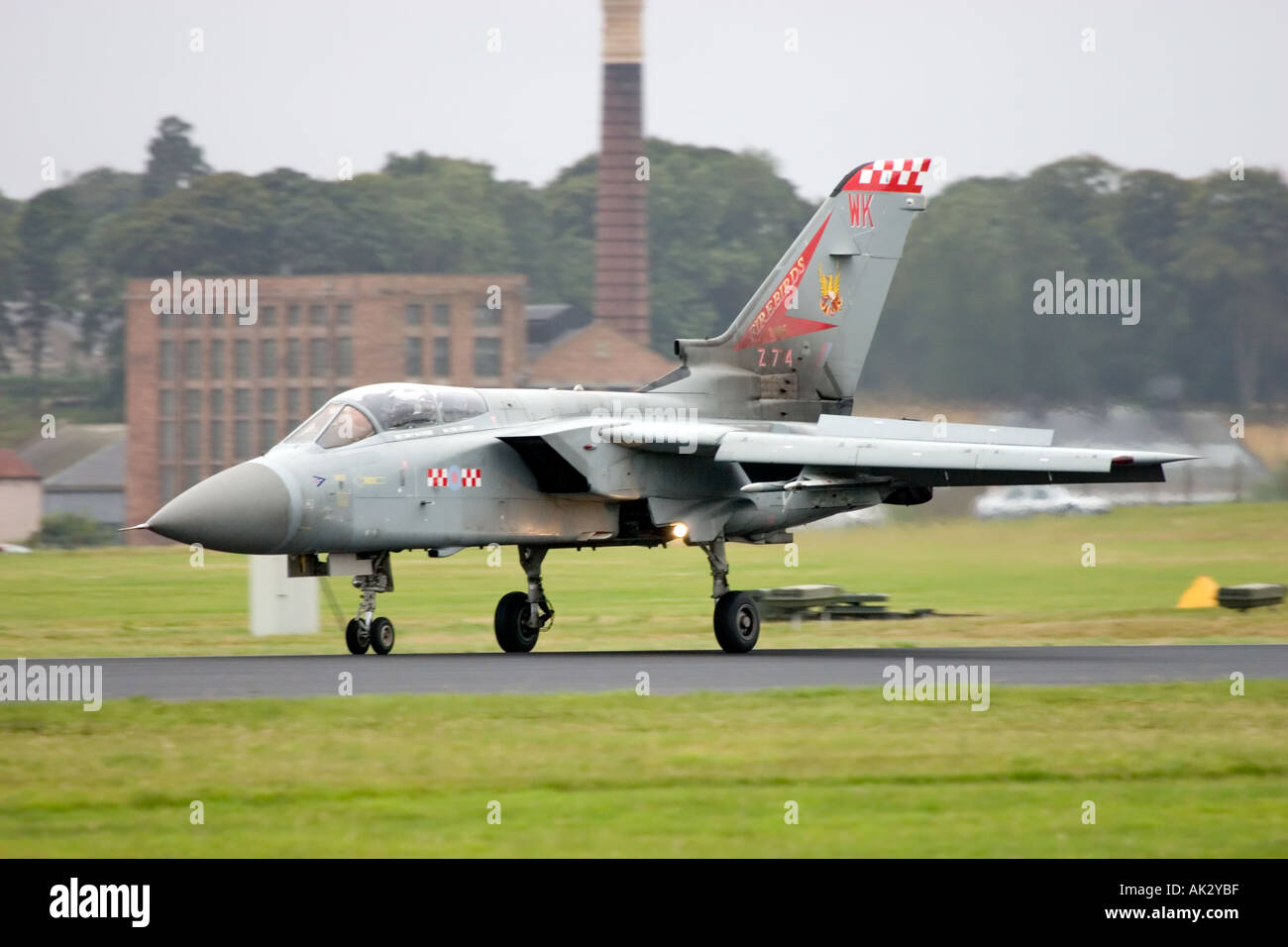 RAF Tornado F3 aircraft touches down to land on runway Stock Photo