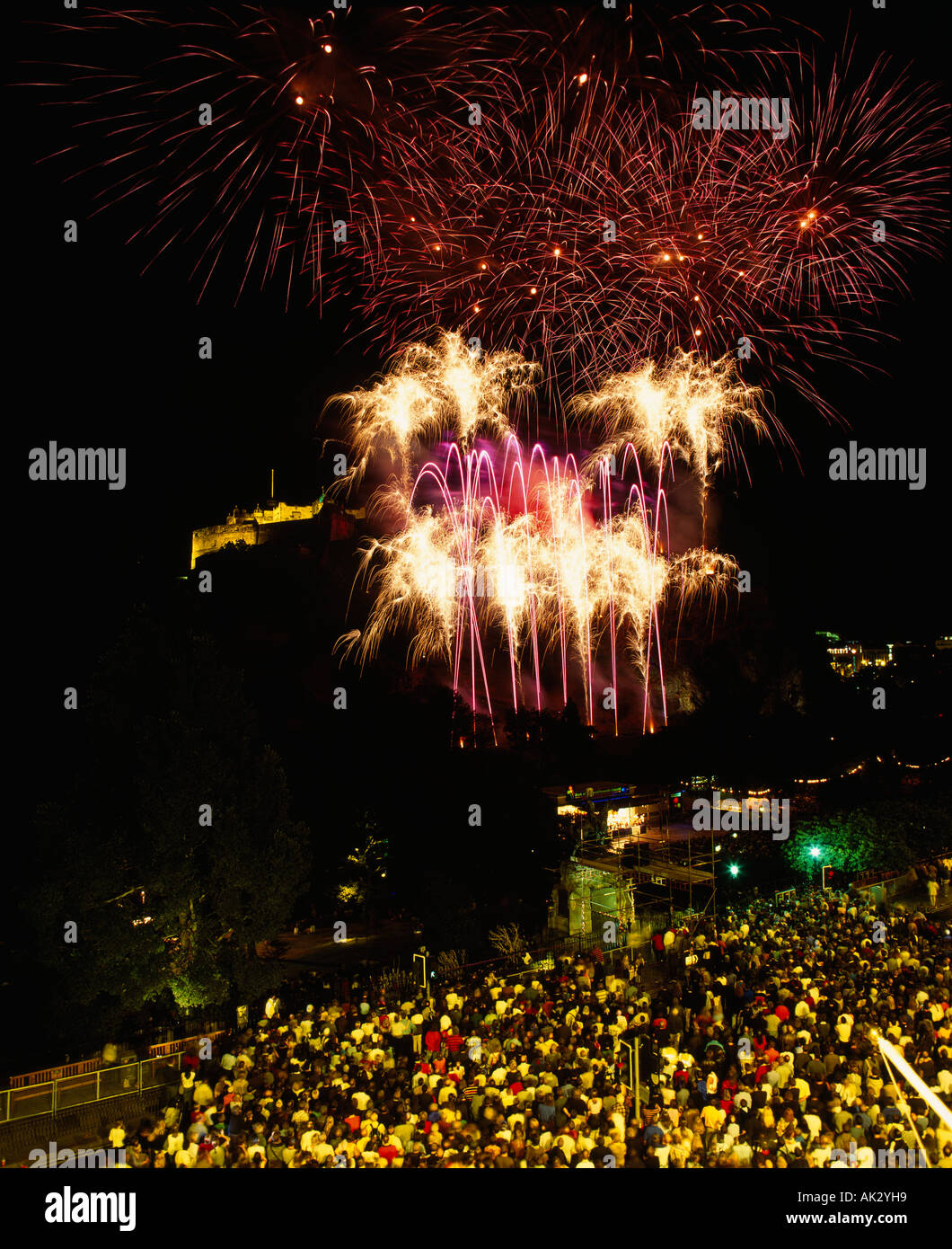 Edinburgh Festival Fireworks. View over the crowds in Princes Street