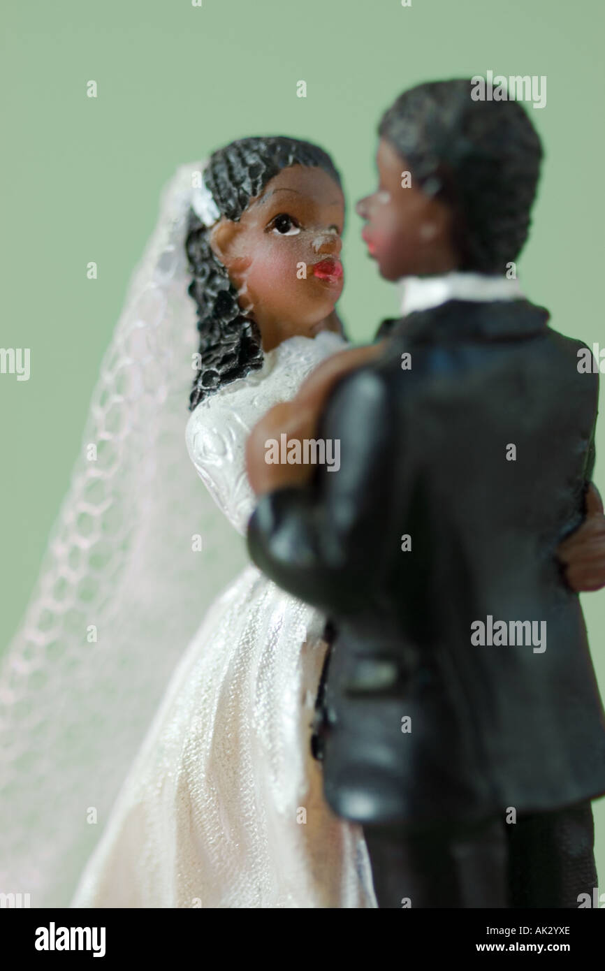Black Bride Groom figures Stock Photo