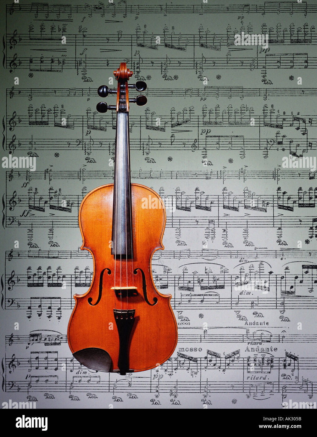 Violin With Music Stock Photo