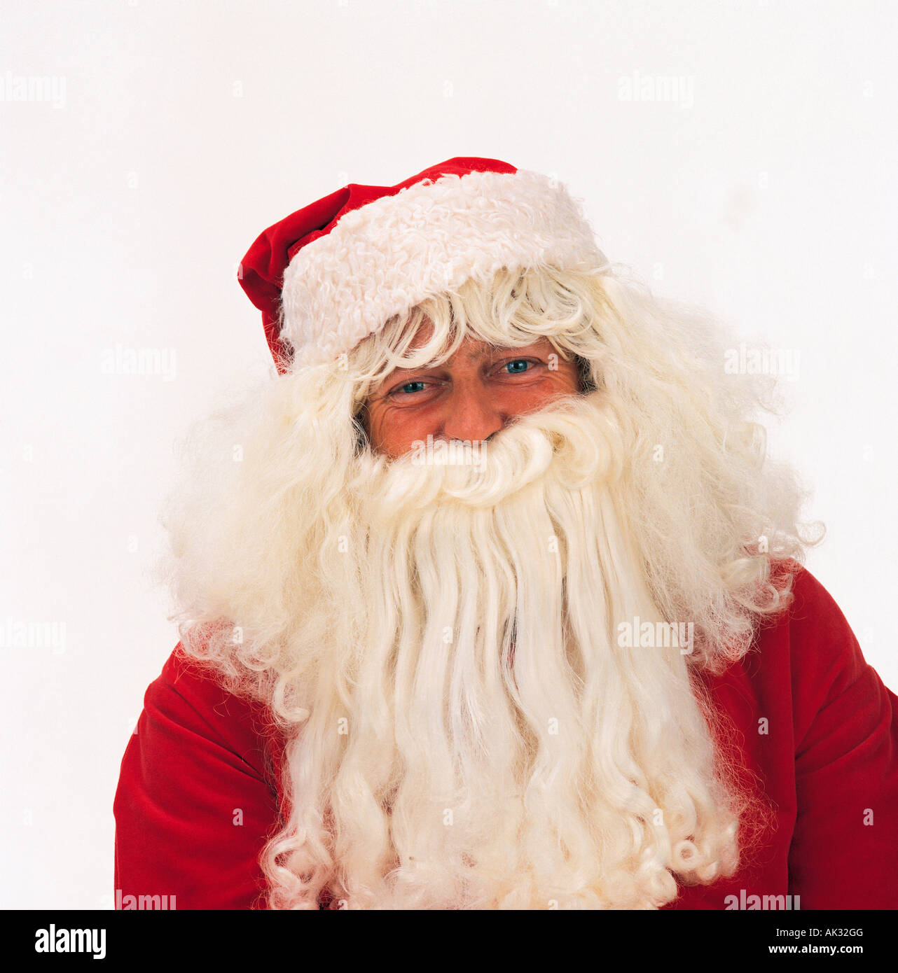 Close-up studio portrait of Father Christmas / Santa Claus. Stock Photo