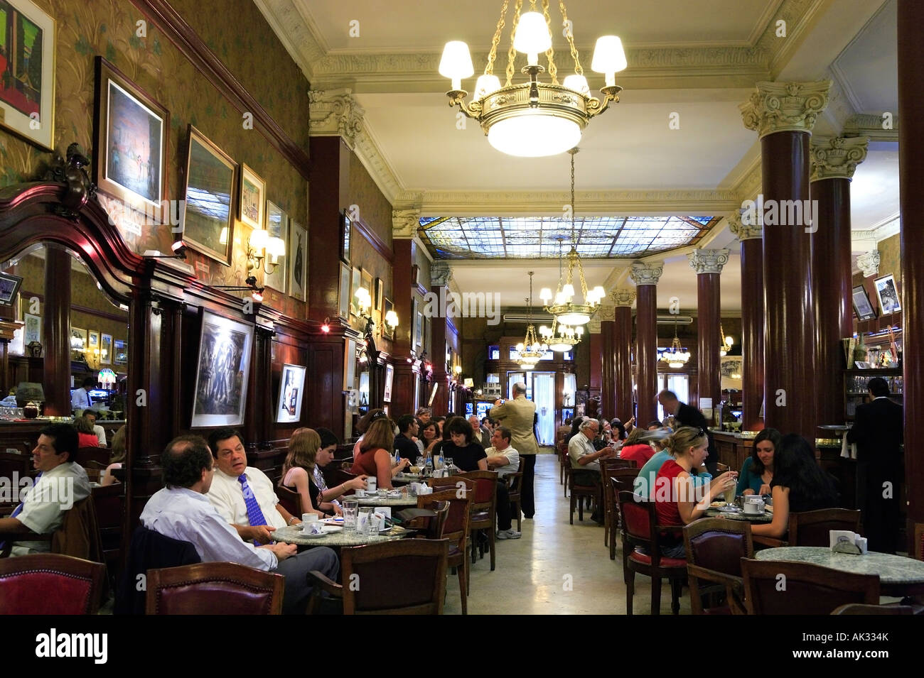 “Cafe Tortoni” inside view, Buenos Aires, Argentina Stock Photo