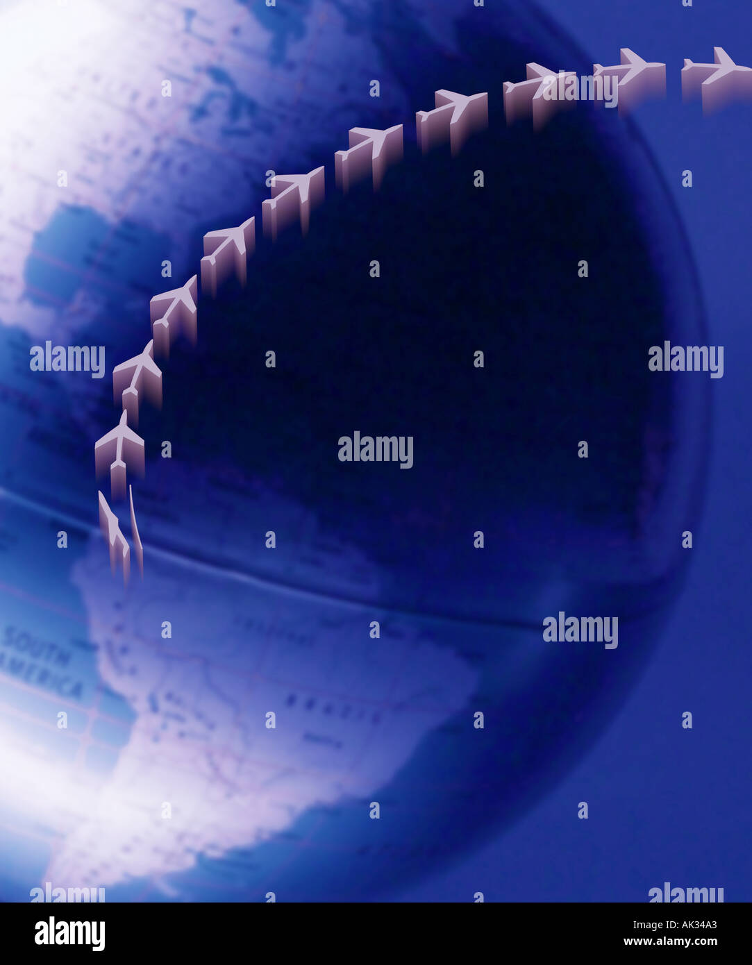 Plane flying over globe hi-res stock photography and images - Alamy