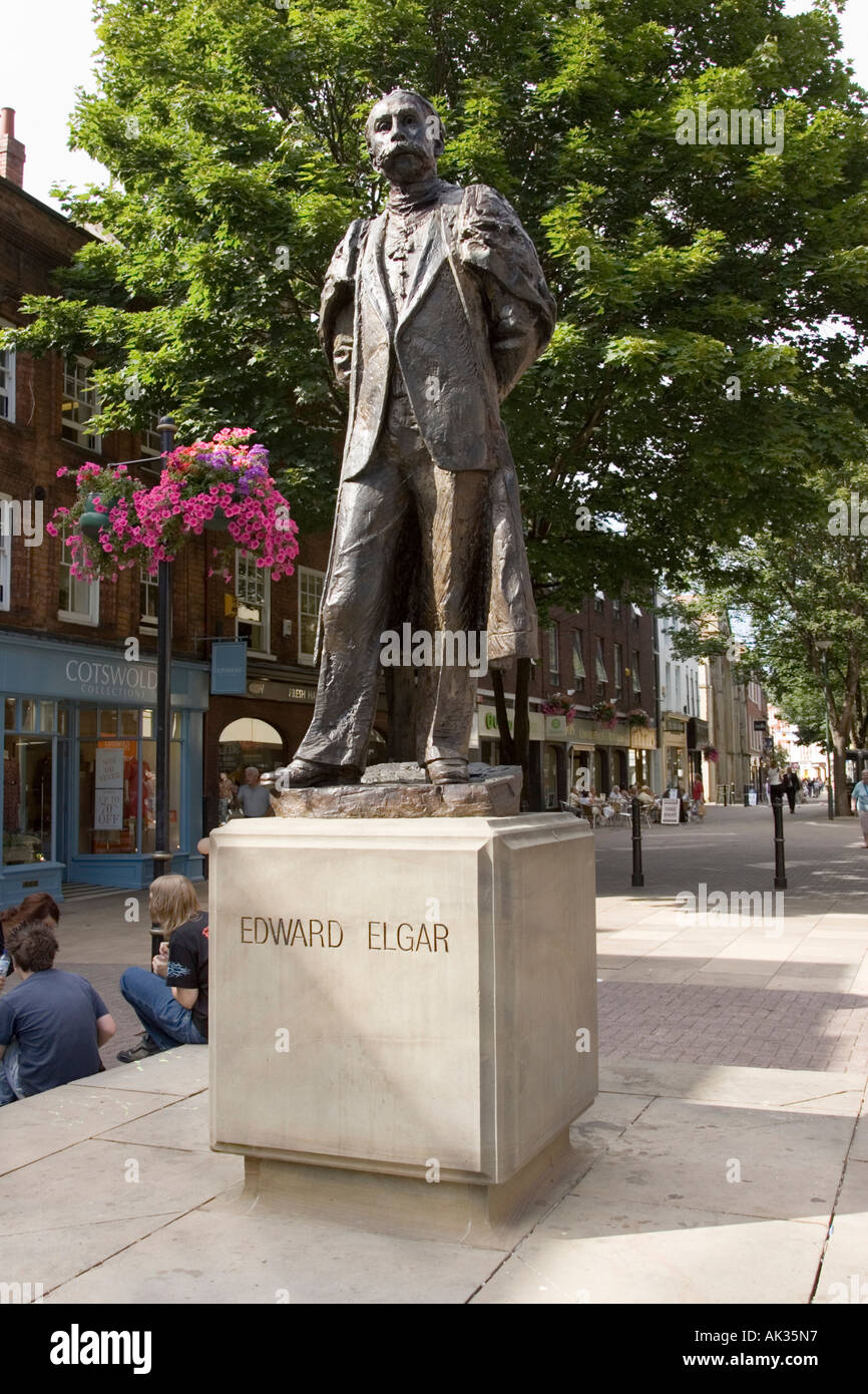 statue of Edward Elgar the composer at the end of High Street in Worcester Stock Photo