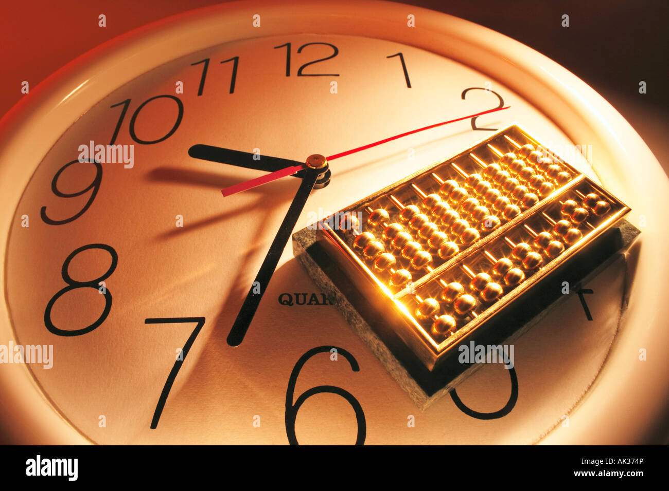 Abacus on Clock Stock Photo