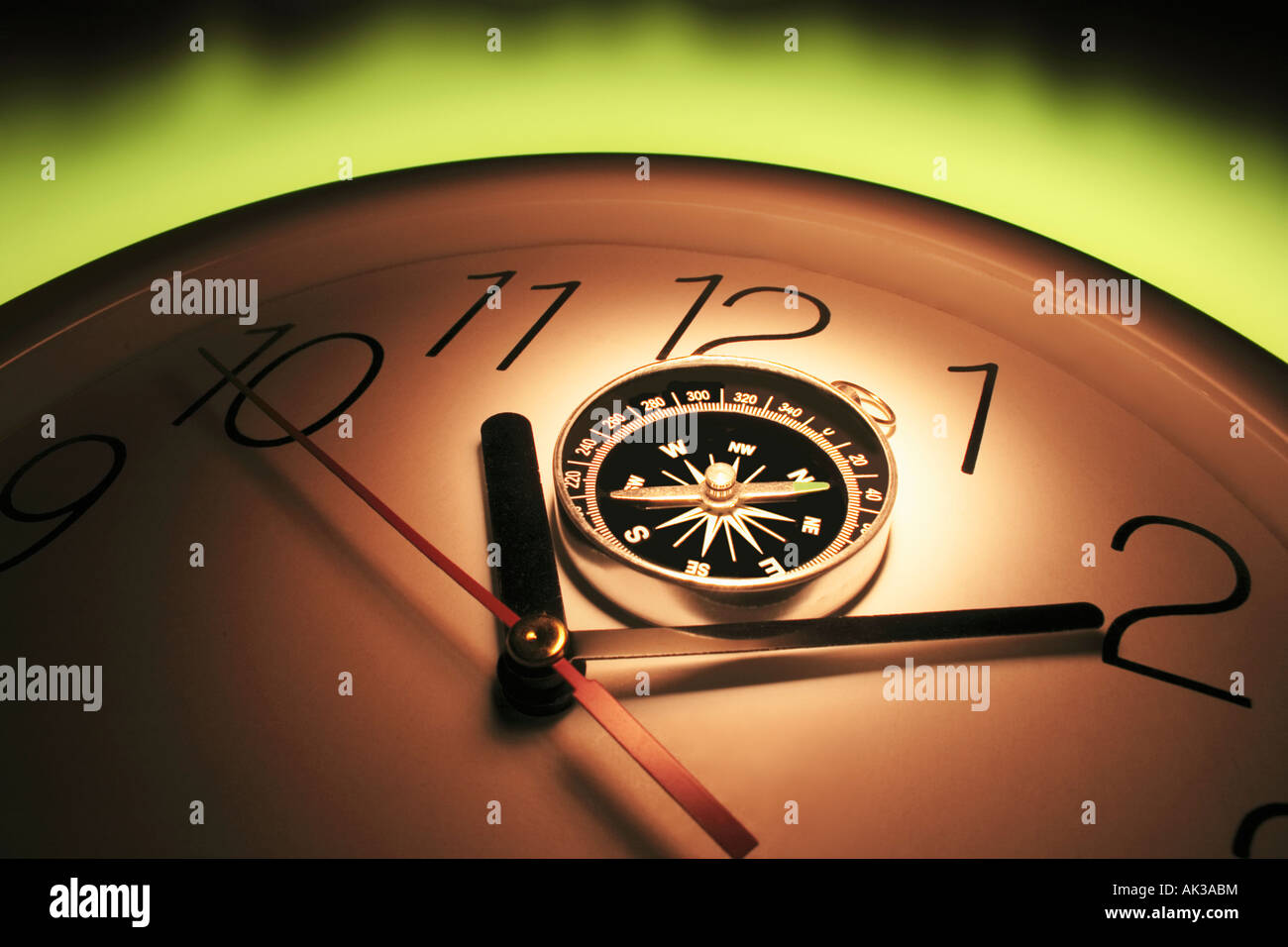 Compass on Clock Stock Photo Alamy