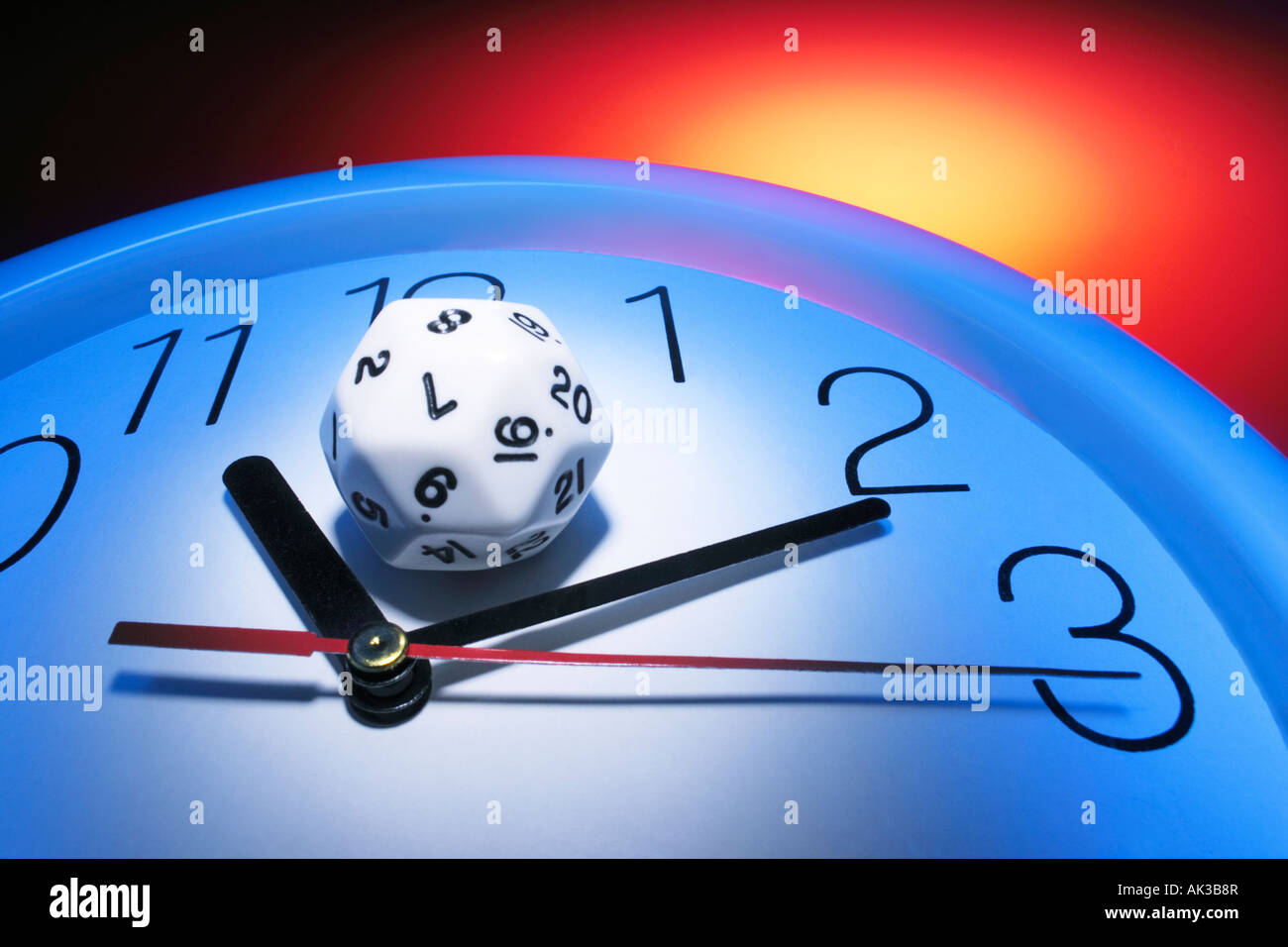 Number Dice on Clock Stock Photo