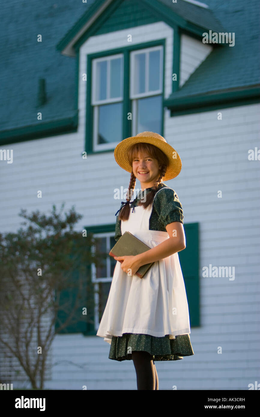 Young girl with hat and braids posing as Anne of Green Gables by the Green  Gables home Cavendish Prince Edward Island Canada Stock Photo - Alamy