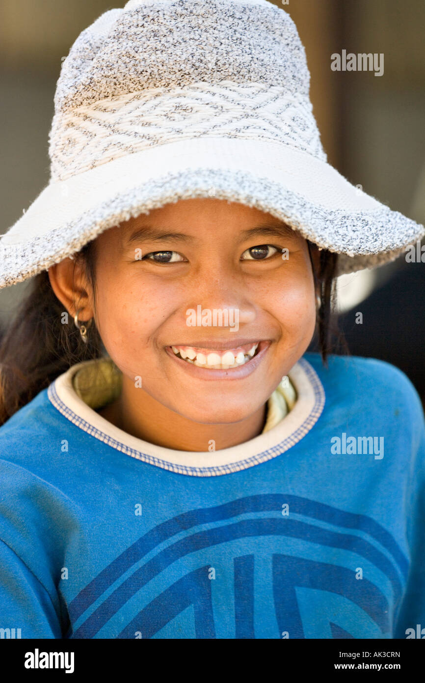 Cambodian girl in hat, Phnom Penh, Cambodia Stock Photo Alamy