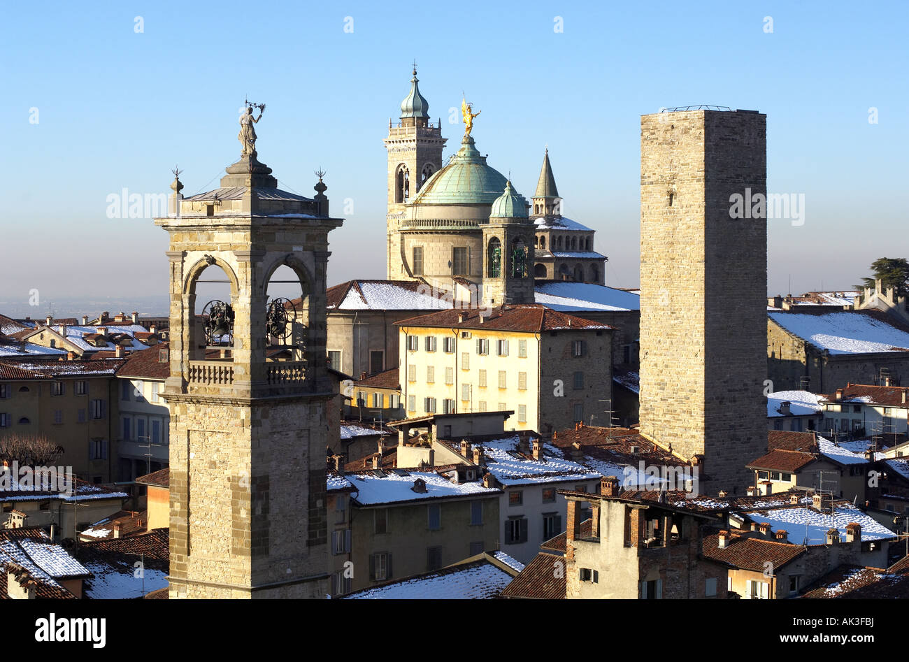 bergamo High city Profile winter at the center dome Stock Photo - Alamy