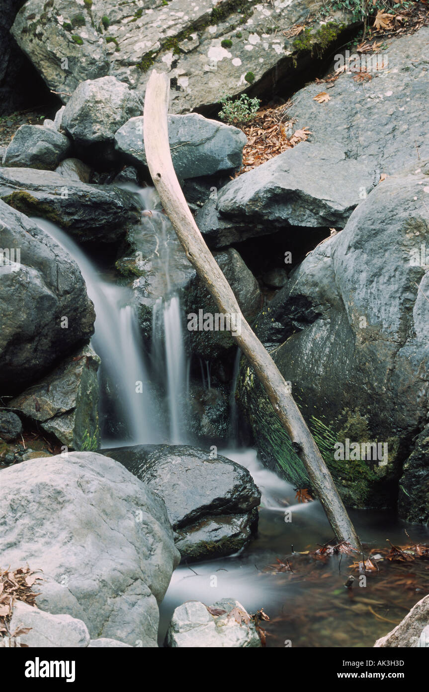 Small Waterfall Between Rocks Small Waterfall between Rocks in Cyprus with Dead Branch Stock Photo ...