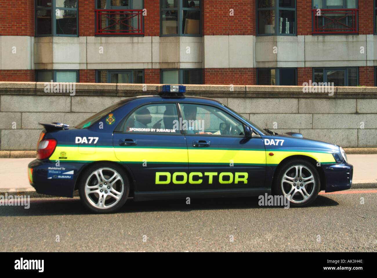 London sign written doctors car sponsored by Subaru Ltd Stock Photo