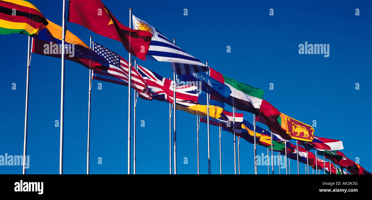 Flags of many nations. Stock Photo