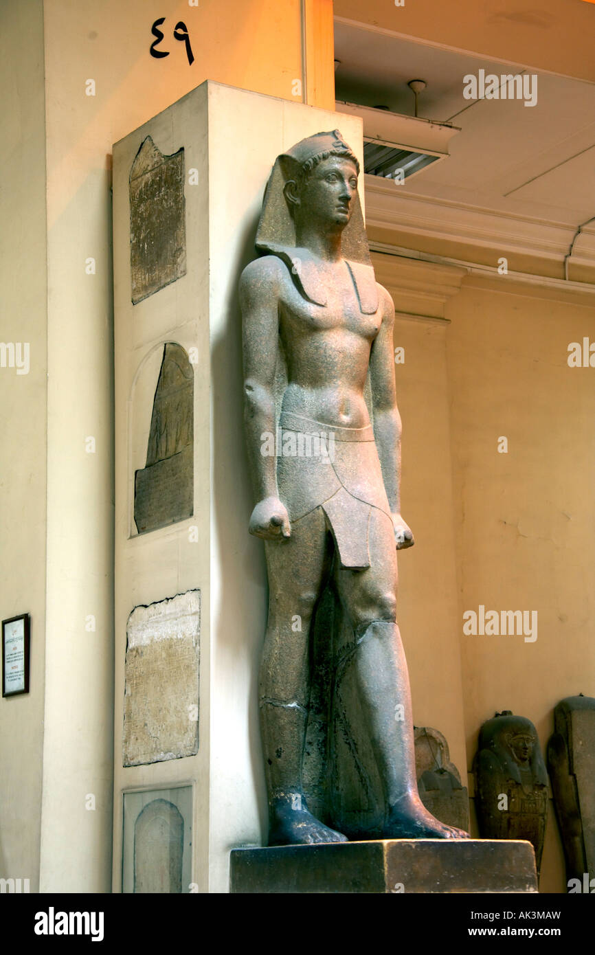 Ancient Egyptian limestone scupture statue the Egyptian Museum Cairo Egypt Africa Stock Photo