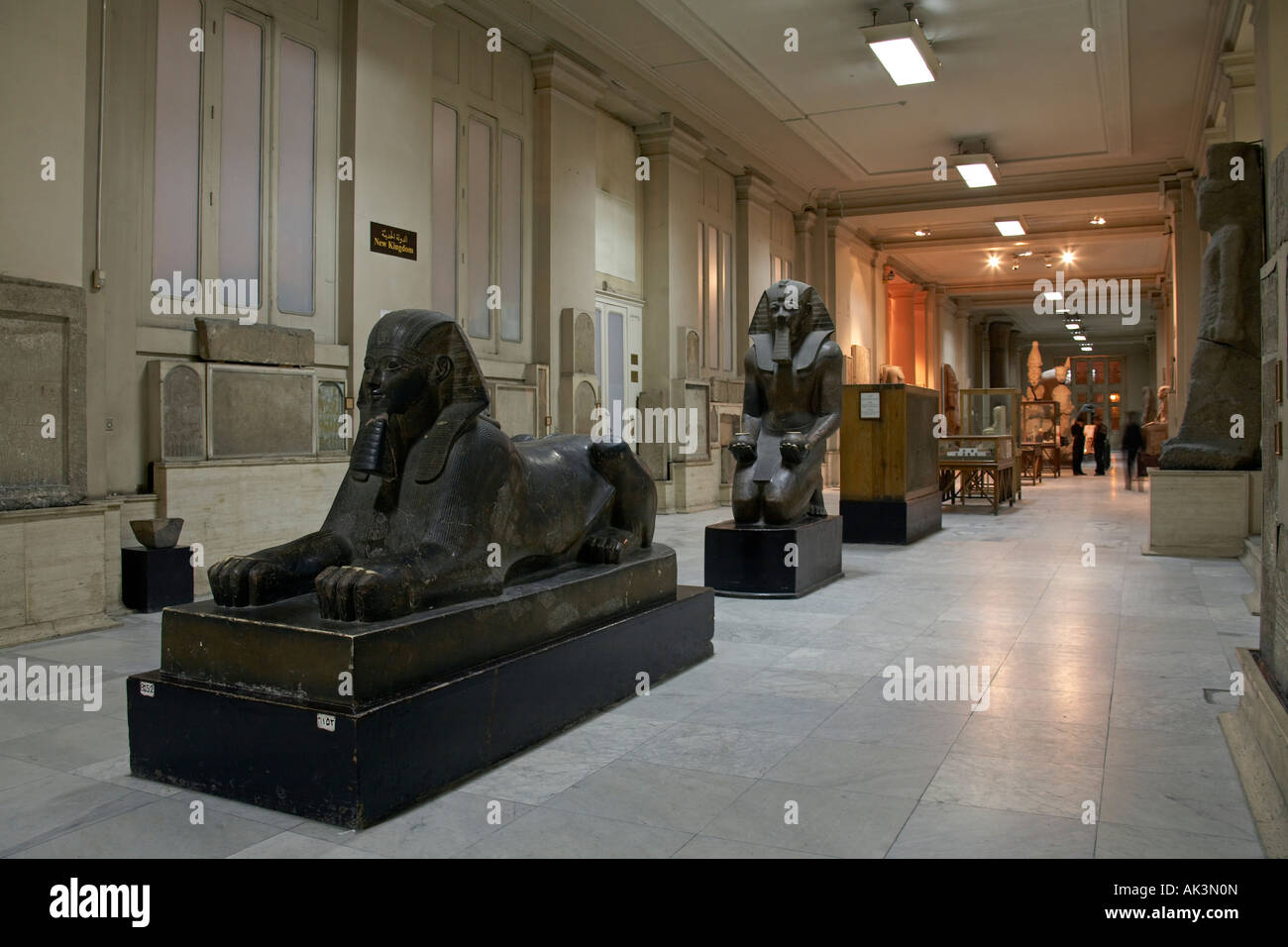 Interior hall containing ancient sculptures statues and tombs The Egyptian Museum Cairo Egypt Africa Stock Photo