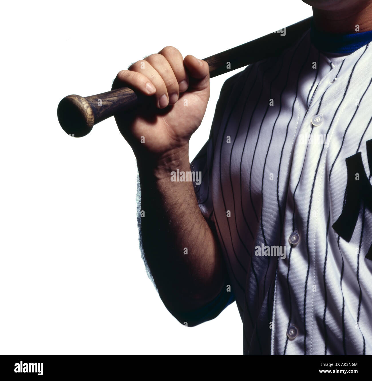 baseball player gripping bat Stock Photo