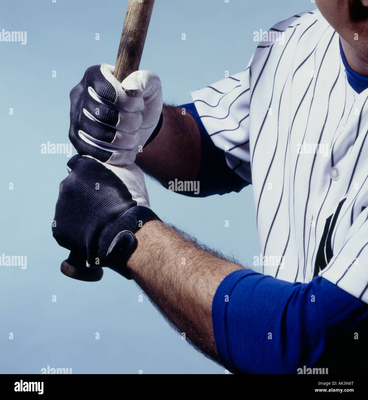 baseball player gripping  bat Stock Photo