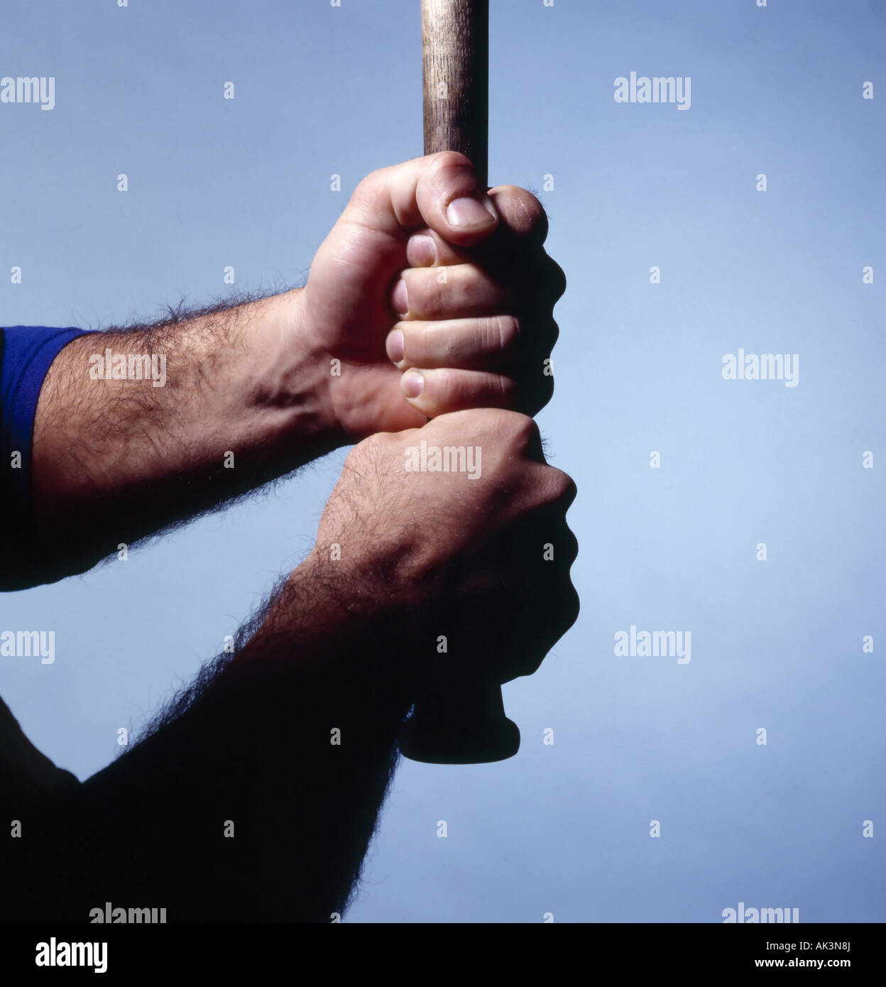 baseball player gripping bat Stock Photo