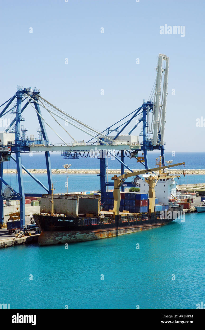 Caja Princess loading containers at Limassol harbour Cyprus Stock Photo