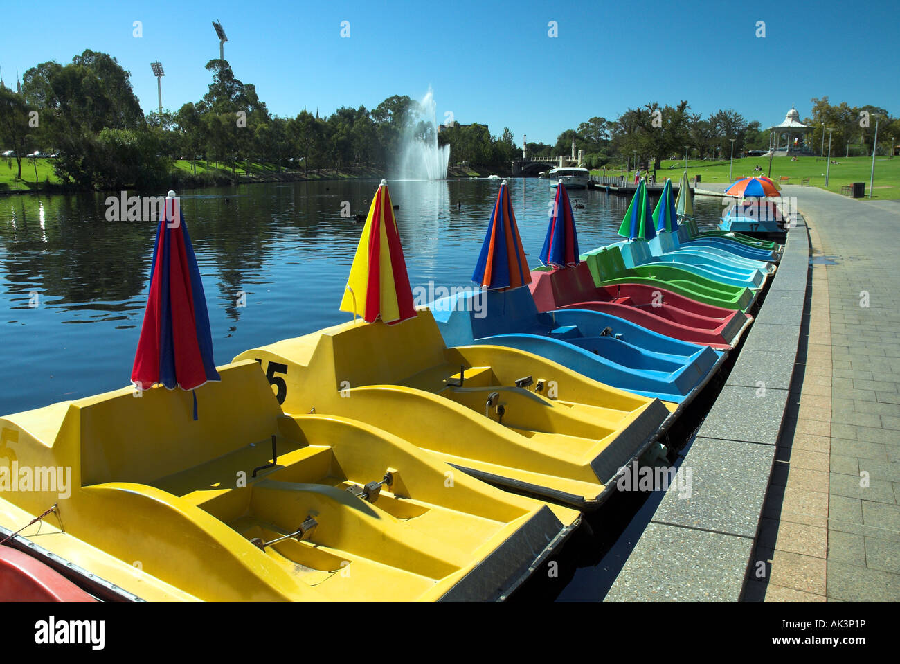 Colourful Pedal Boats on River Torrens Adelaide South Australia Stock Photo  - Alamy