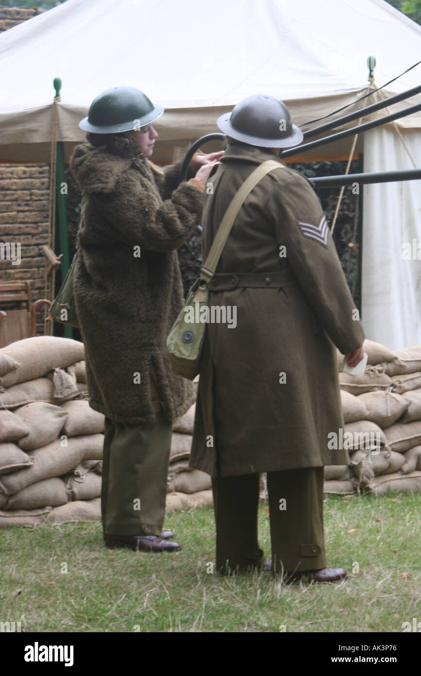 British ATS SEcond World War re enactors operating the searchlight at ...