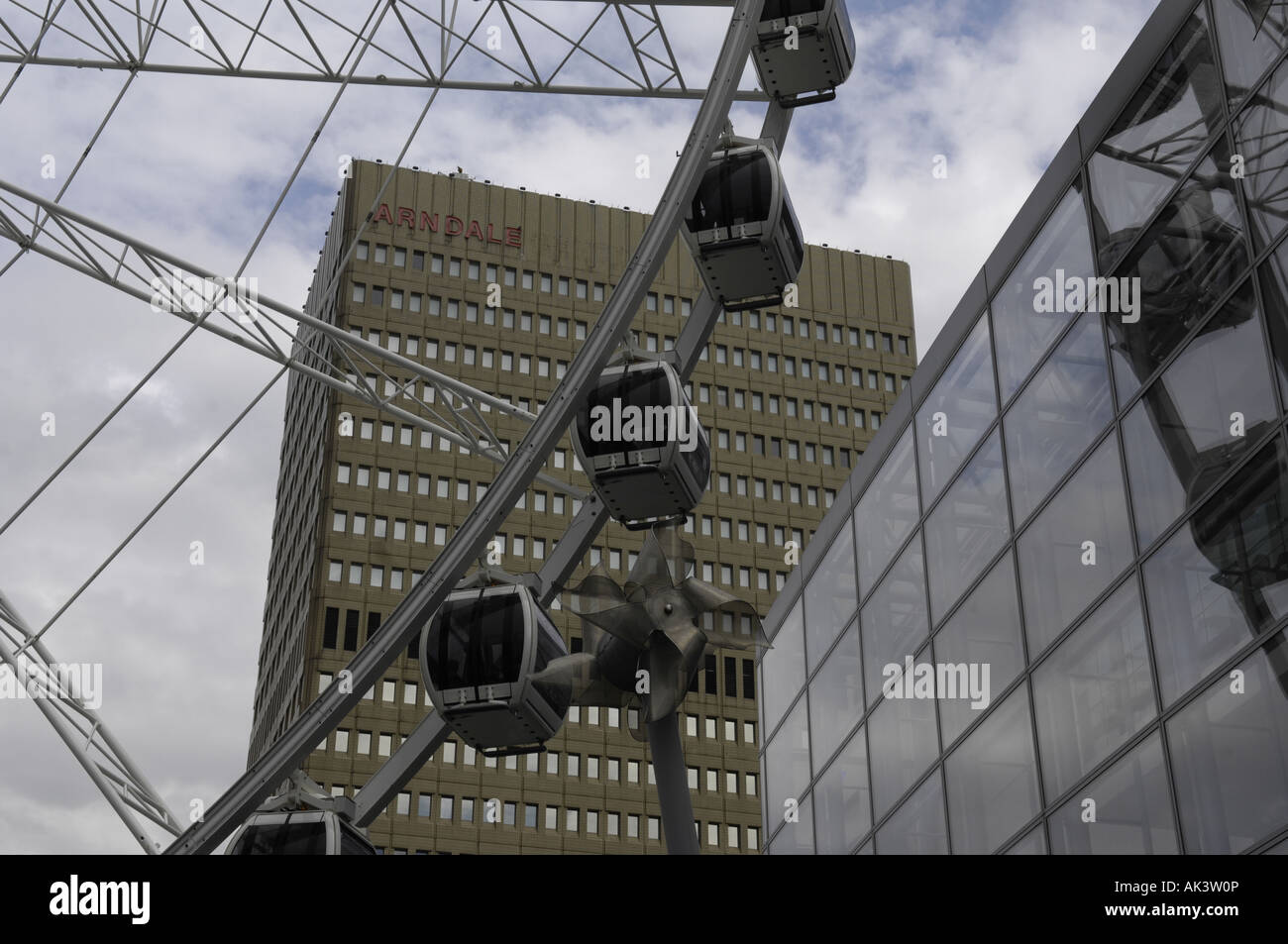 arndale big wheel city centre manchester uk england building architecture Stock Photo