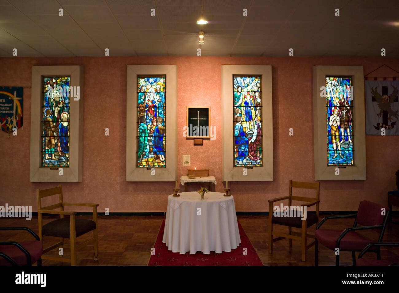 Art deco stained glass Napier New Zealand Stock Photo