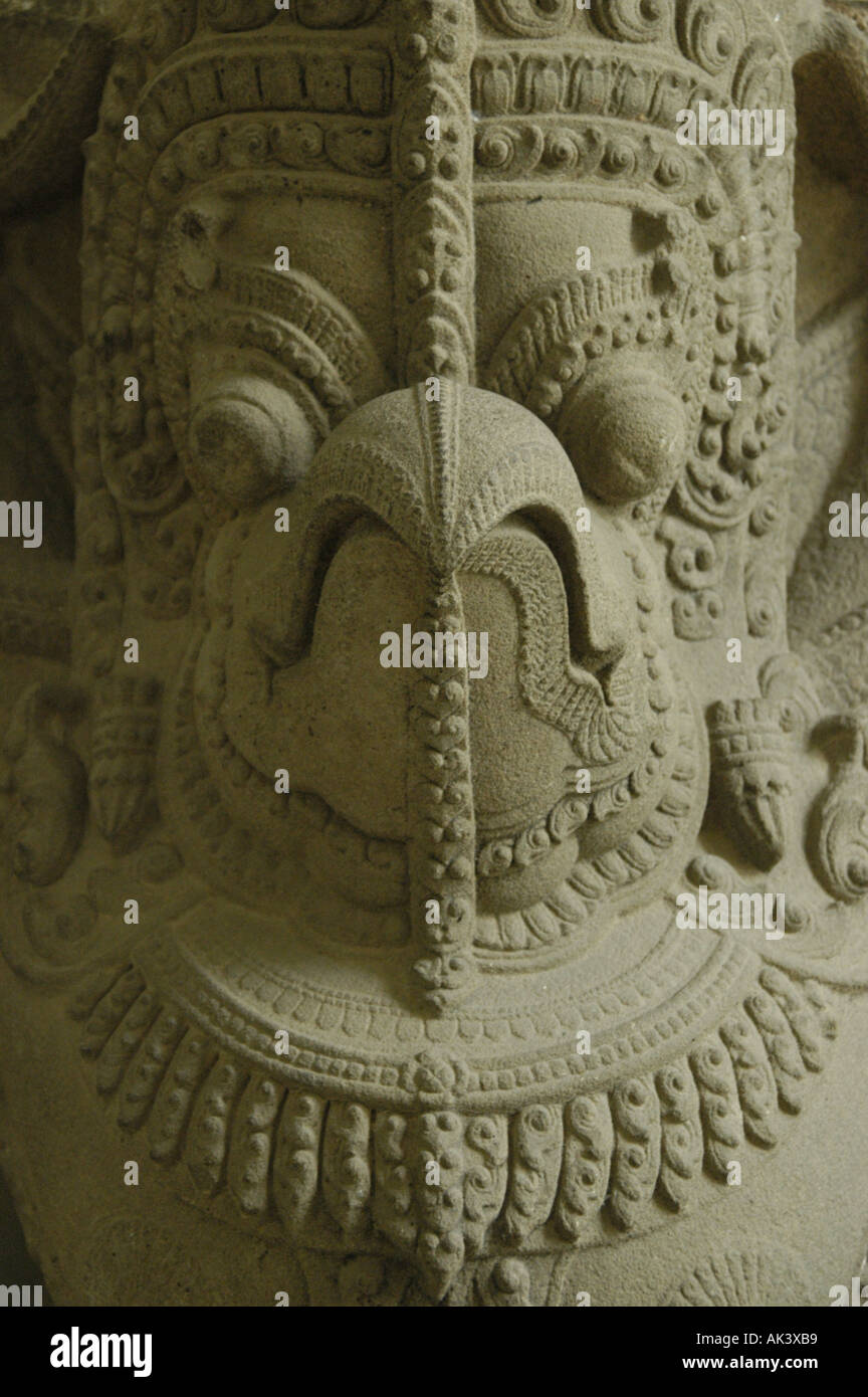 Detailed stone relief of the Hindu god Garuda Cham Museum Da Nang Vietnam Stock Photo