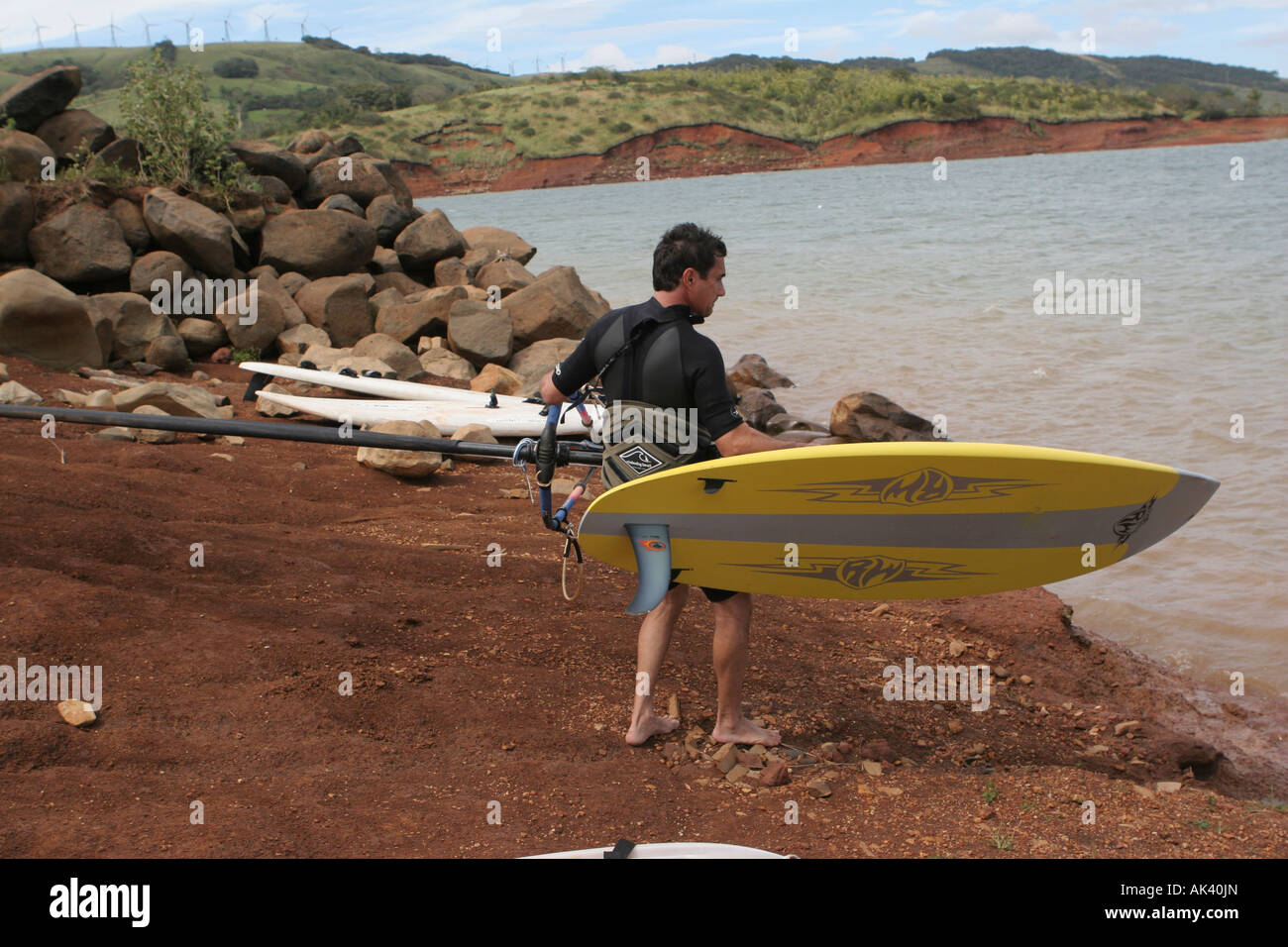windsurfing in costa rica lake arenal Stock Photo Alamy