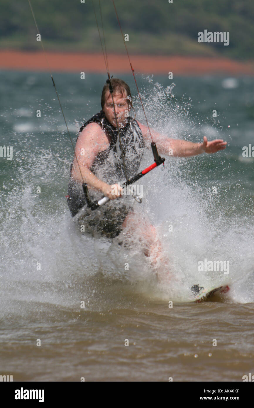 Kite boarding in Costa Rica lake Arenal Stock Photo Alamy